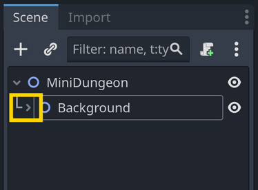 The Background node folded in the Scene dock