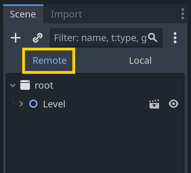 Remote button in the Scene dock