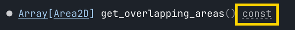 The const keyword of get_overlapping_areas()