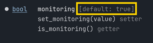 The default value of the monitoring property