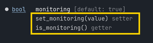 The get and set functions of the monitoring property